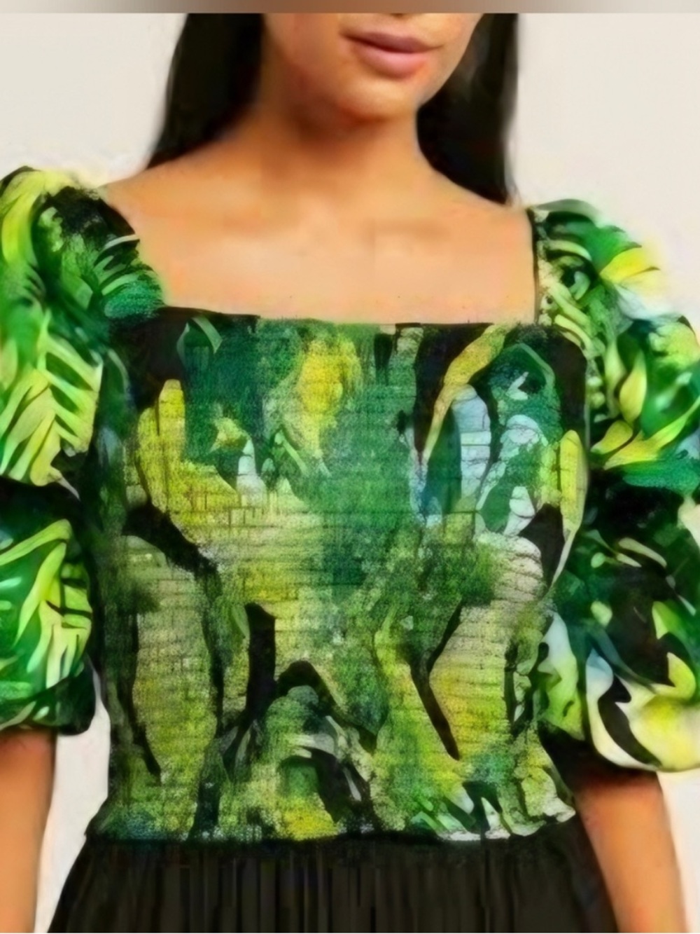 Live 4 Truth Green and Yellow Smocked Puff Sleeve Blouse